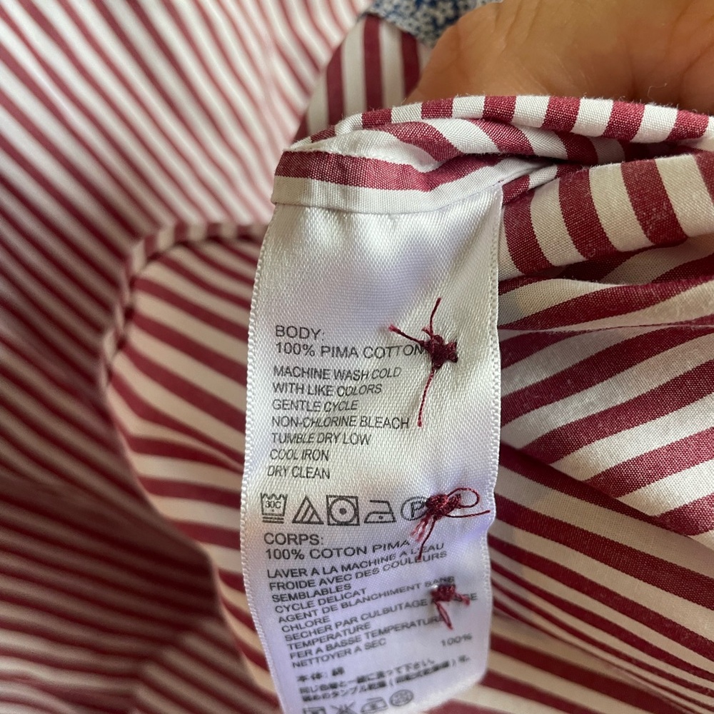 Tommy Bahama 100% Cotton Red and White Striped Button Down Business Shirt XXL - Picture 5 of 6